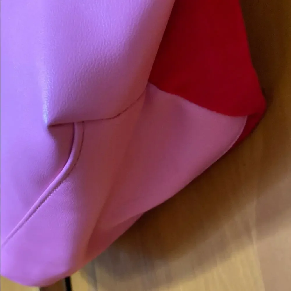Juicy Couture “Just Say Oui!” Pink Red Glossy + Velvet Tote Bag w/ Charm Gold